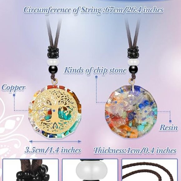 5 Pcs Chakra Necklace Orgonite Pendant Healing Crystal Necklace Meditation Chak - Picture 2 of 5